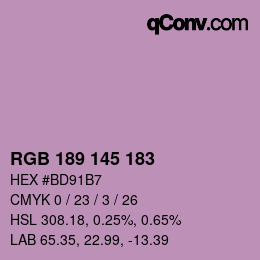 Color code: RGB 189 145 183 | qconv.com