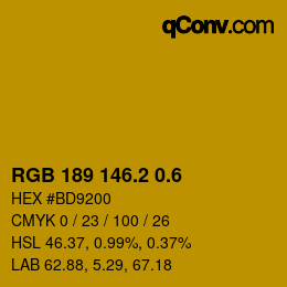 カラーコード: RGB 189 146.2 0.6 | qconv.com