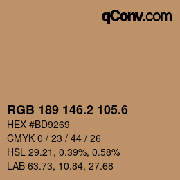 カラーコード: RGB 189 146.2 105.6 | qconv.com