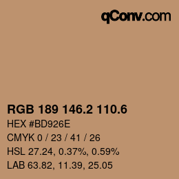 カラーコード: RGB 189 146.2 110.6 | qconv.com