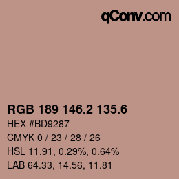 カラーコード: RGB 189 146.2 135.6 | qconv.com