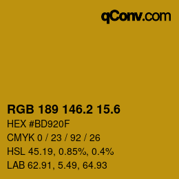 カラーコード: RGB 189 146.2 15.6 | qconv.com