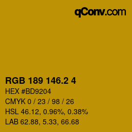 カラーコード: RGB 189 146.2 4 | qconv.com