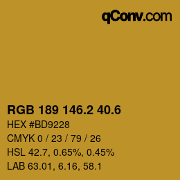 カラーコード: RGB 189 146.2 40.6 | qconv.com