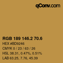 カラーコード: RGB 189 146.2 70.6 | qconv.com
