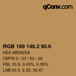 カラーコード: RGB 189 146.2 90.6 | qconv.com