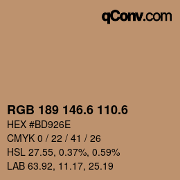 カラーコード: RGB 189 146.6 110.6 | qconv.com