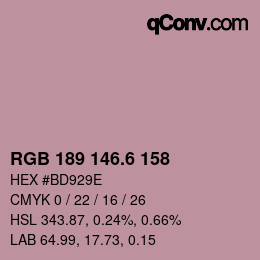 カラーコード: RGB 189 146.6 158 | qconv.com