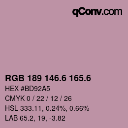 カラーコード: RGB 189 146.6 165.6 | qconv.com