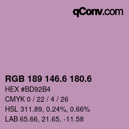 カラーコード: RGB 189 146.6 180.6 | qconv.com