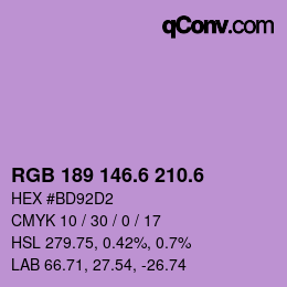 カラーコード: RGB 189 146.6 210.6 | qconv.com