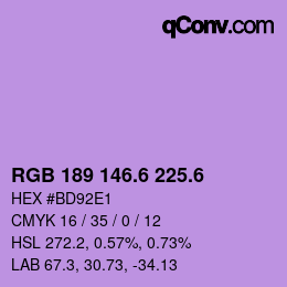カラーコード: RGB 189 146.6 225.6 | qconv.com