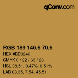 カラーコード: RGB 189 146.6 70.6 | qconv.com