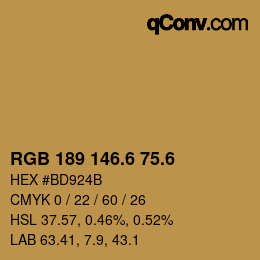 カラーコード: RGB 189 146.6 75.6 | qconv.com
