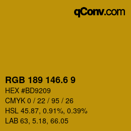 カラーコード: RGB 189 146.6 9 | qconv.com