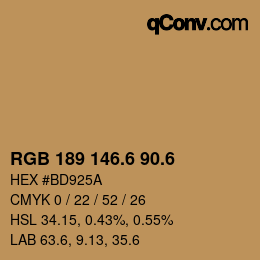 カラーコード: RGB 189 146.6 90.6 | qconv.com