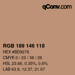 颜色代码: RGB 189 146 118 | qconv.com