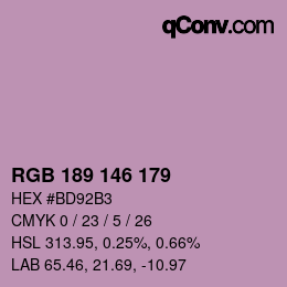 Color code: RGB 189 146 179 | qconv.com