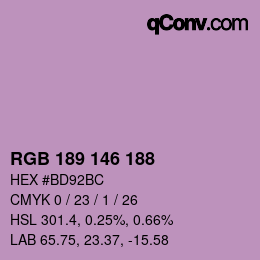 カラーコード: RGB 189 146 188 | qconv.com