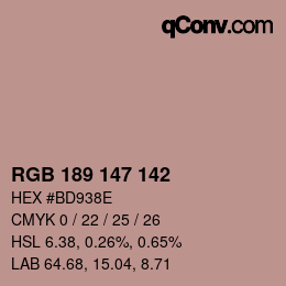 カラーコード: RGB 189 147 142 | qconv.com
