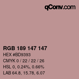 Color code: RGB 189 147 147 | qconv.com