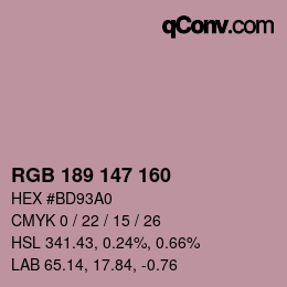 カラーコード: RGB 189 147 160 | qconv.com