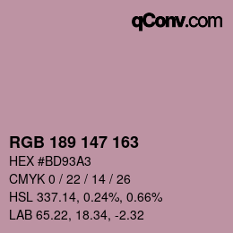 Farbcode: RGB 189 147 163 | qconv.com
