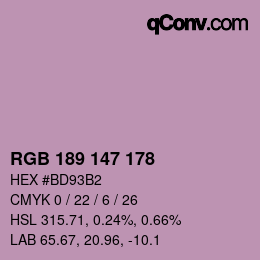 Color code: RGB 189 147 178 | qconv.com