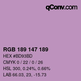 カラーコード: RGB 189 147 189 | qconv.com