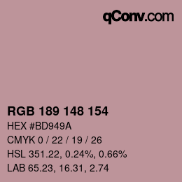 Color code: RGB 189 148 154 | qconv.com