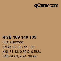 カラーコード: RGB 189 149 105 | qconv.com