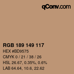颜色代码: RGB 189 149 117 | qconv.com