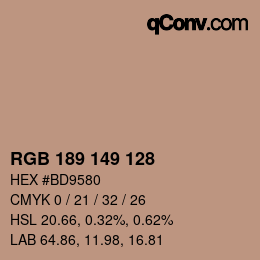 颜色代码: RGB 189 149 128 | qconv.com