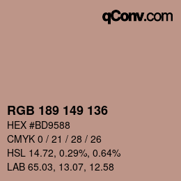 カラーコード: RGB 189 149 136 | qconv.com