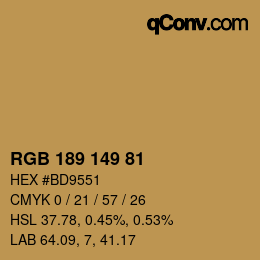 カラーコード: RGB 189 149 81 | qconv.com