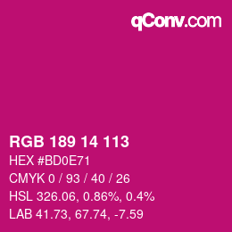 カラーコード: RGB 189 14 113 | qconv.com