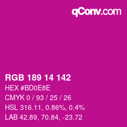 Color code: RGB 189 14 142 | qconv.com