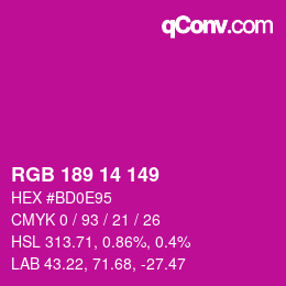 Color code: RGB 189 14 149 | qconv.com