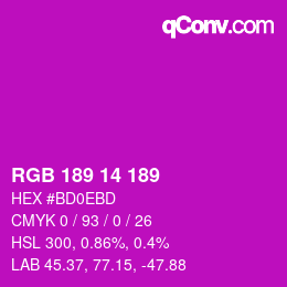 Color code: RGB 189 14 189 | qconv.com