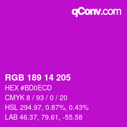 Color code: RGB 189 14 205 | qconv.com