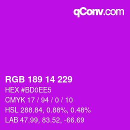 カラーコード: RGB 189 14 229 | qconv.com