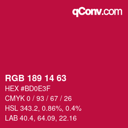 カラーコード: RGB 189 14 63 | qconv.com