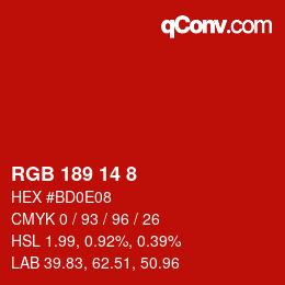 Color code: RGB 189 14 8 | qconv.com