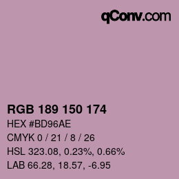 カラーコード: RGB 189 150 174 | qconv.com