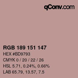 颜色代码: RGB 189 151 147 | qconv.com