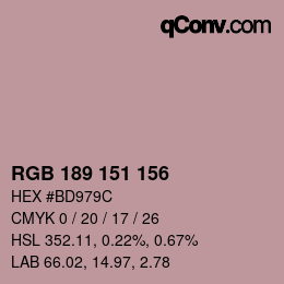 カラーコード: RGB 189 151 156 | qconv.com