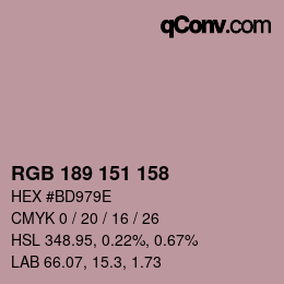 Color code: RGB 189 151 158 | qconv.com