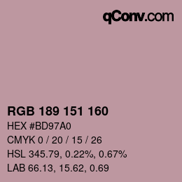 Color code: RGB 189 151 160 | qconv.com