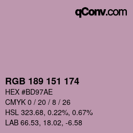 カラーコード: RGB 189 151 174 | qconv.com