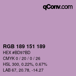 カラーコード: RGB 189 151 189 | qconv.com